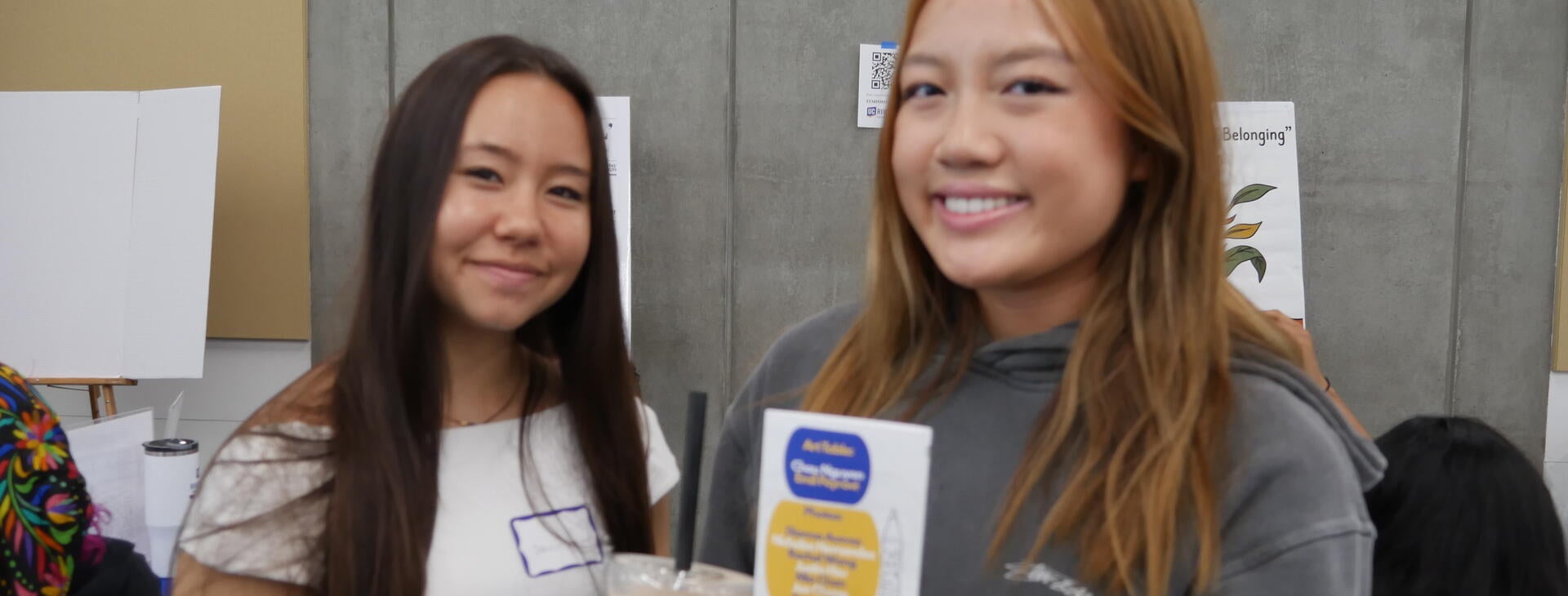 Students celebrating their community accomplishments (with boba)
